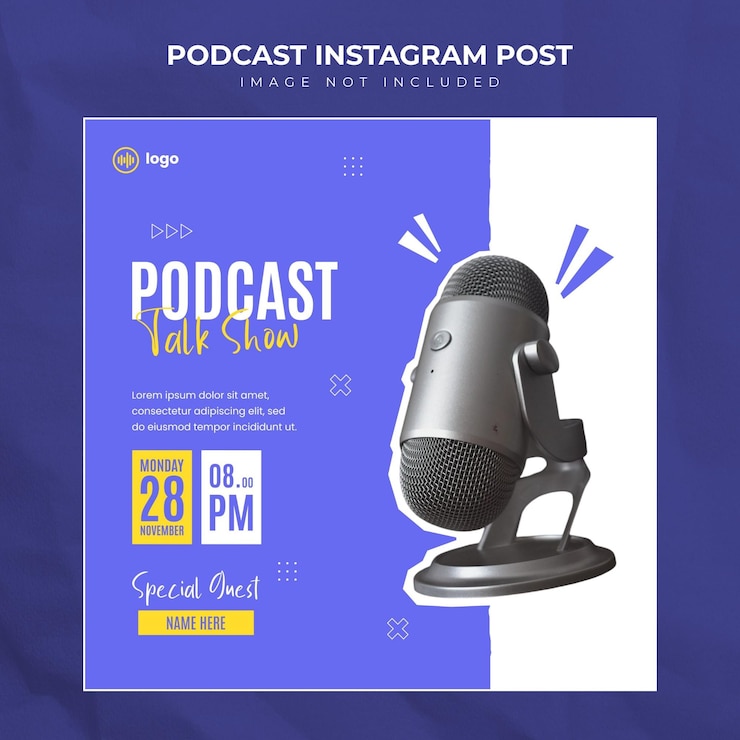 PSD plantilla de publicación en redes sociales de volante de podcast