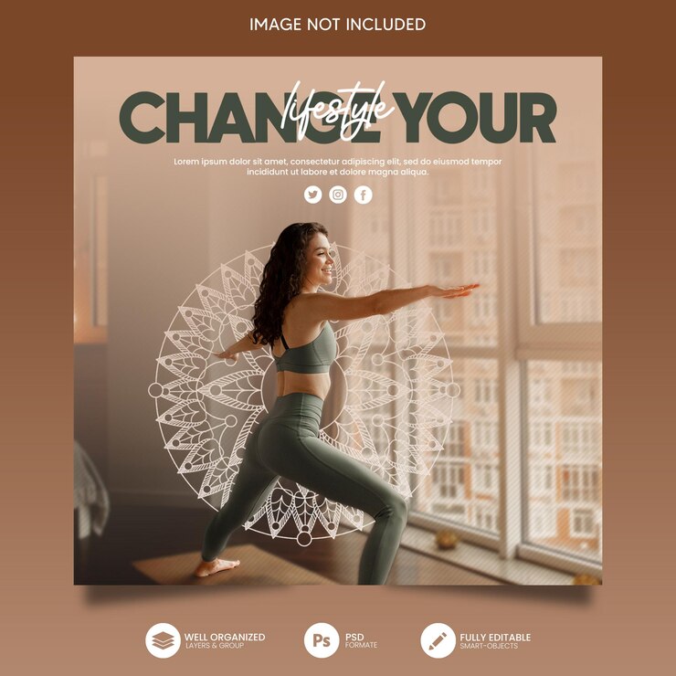Plantilla de publicación de redes sociales de yoga