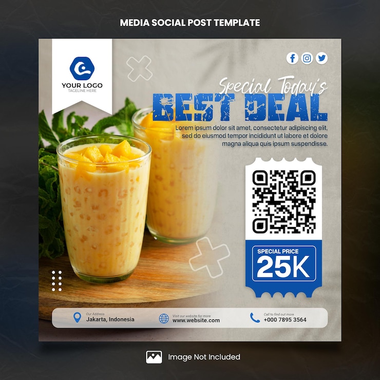 PSD plantilla de publicación social de medios de menú especial de comida y bebida