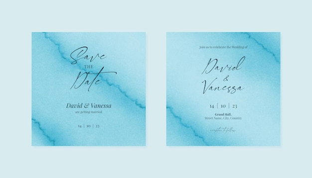 Plantilla de publicación de tarjeta de boda de instagram azul pastel editable