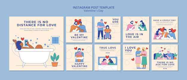 PSD plantilla de publicaciones de instagram de celebración del día de san valentín