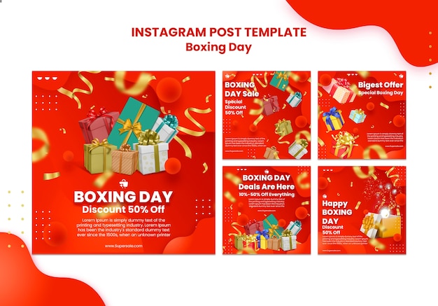 Plantilla de publicaciones de instagram del día del boxeo