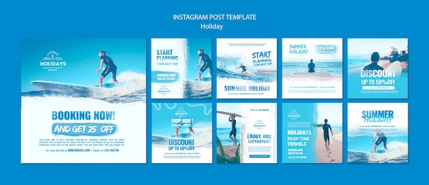 PSD plantilla de publicaciones de instagram divertidas de vacaciones realistas
