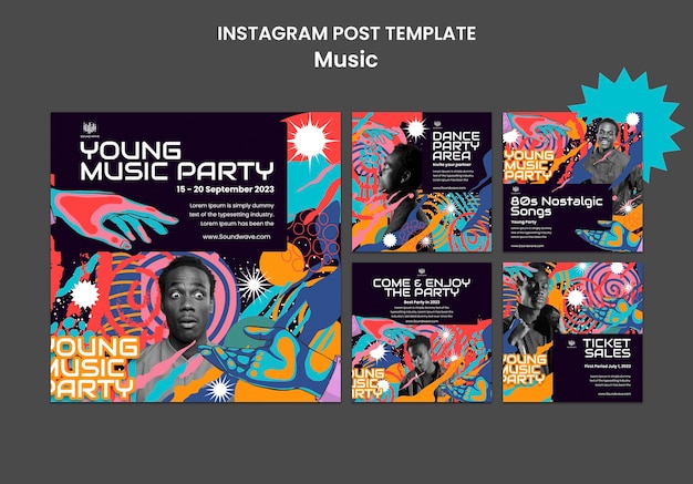 PSD plantilla de publicaciones de instagram de festival de música