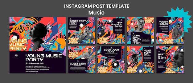 Plantilla de publicaciones de instagram de festival de música