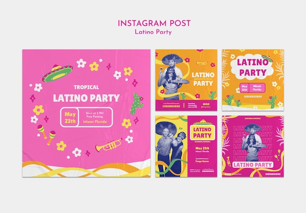 Plantilla de publicaciones de instagram de fiesta latina