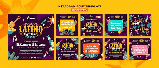 PSD plantilla de publicaciones de instagram de fiestas latinas