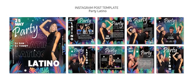 PSD plantilla de publicaciones de instagram de fiestas latinas