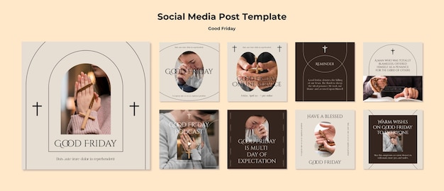 PSD plantilla de publicaciones de instagram de viernes santo