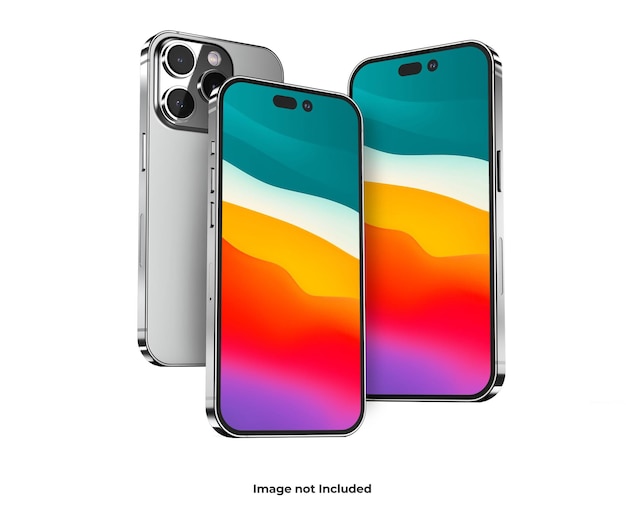 Plantilla realista de maqueta de pantalla de teléfono inteligente iphone 14 pro max 3d con fondo editable PSD