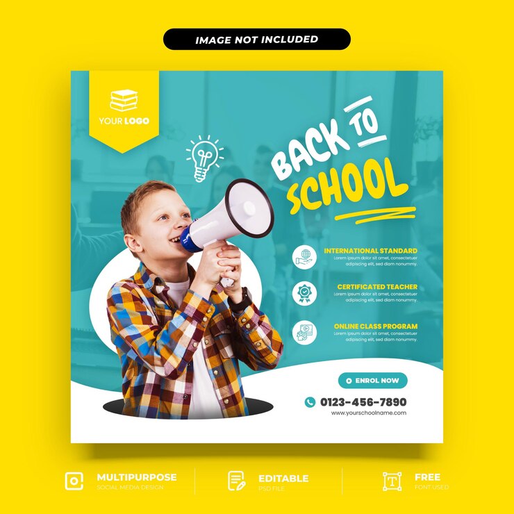 Plantilla de redes sociales de admisión a la educación de regreso a la escuela