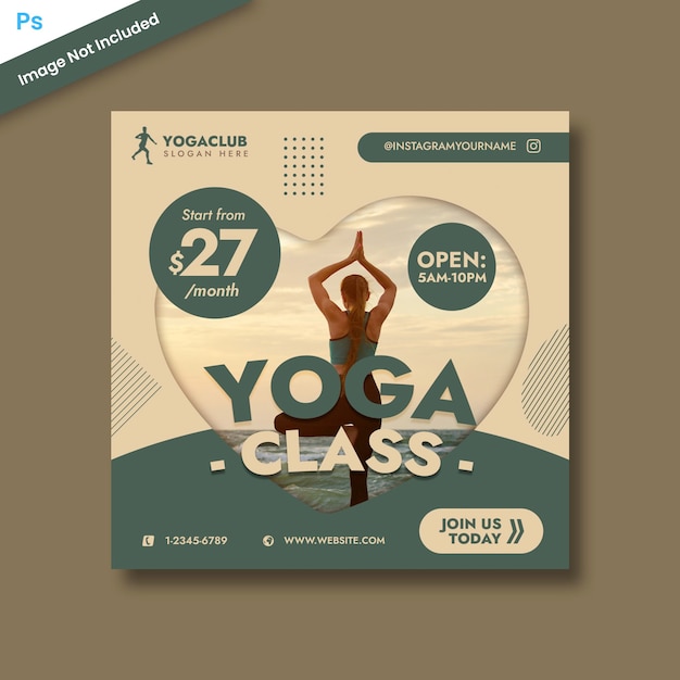 PSD plantilla de redes sociales de banner de yoga