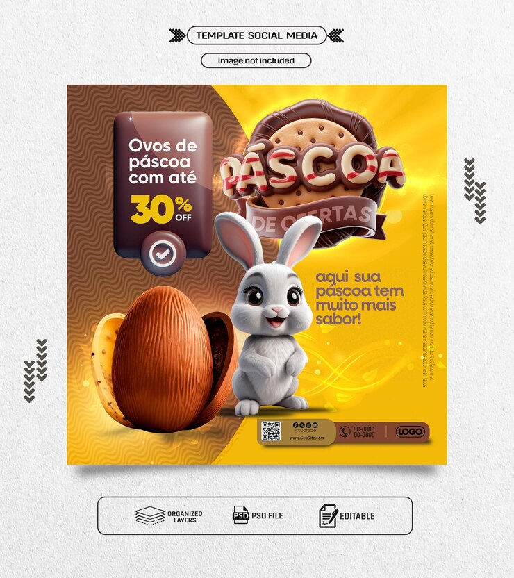 PSD plantilla de las redes sociales de comemoracao do dia de pascoa no brasil