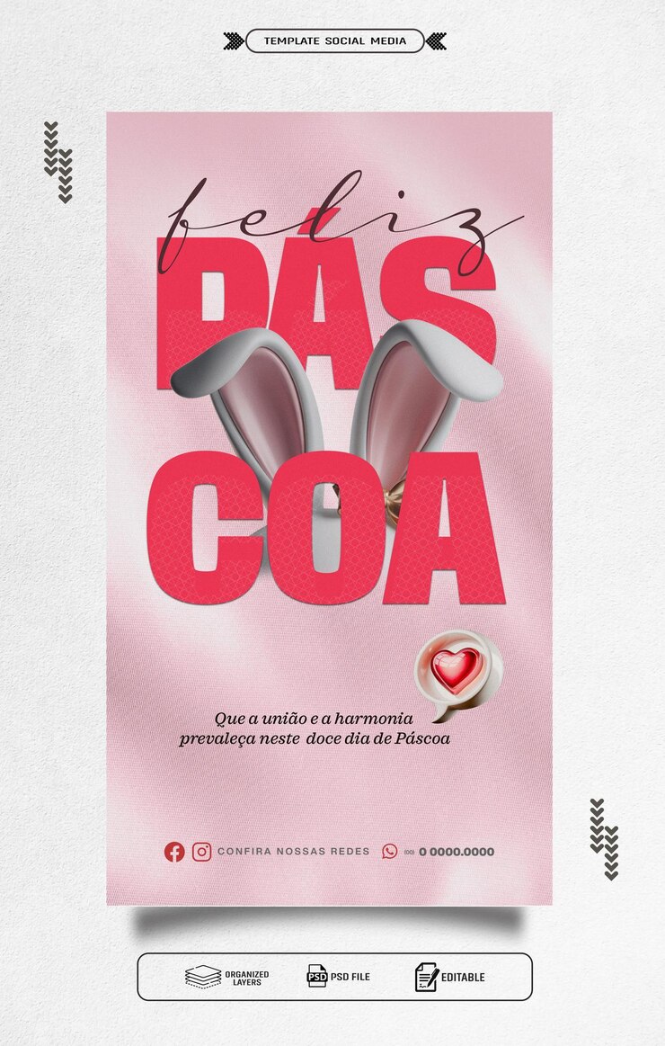 PSD plantilla de las redes sociales de comemoracao do dia de pascoa no brasil