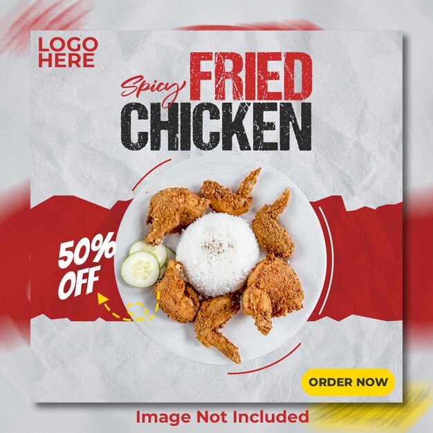 plantilla de redes sociales de comida de pollo frito