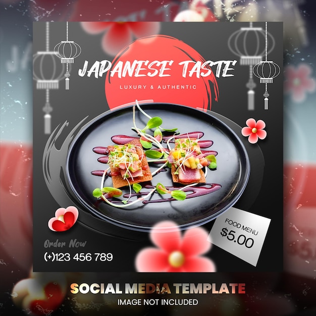 PSD plantilla de redes sociales de comida de sabor asiático