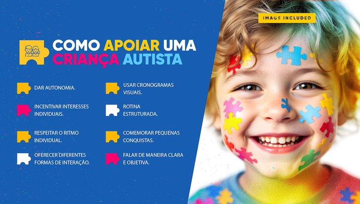 PSD plantilla de redes sociales cómo apoyar a un niño autista