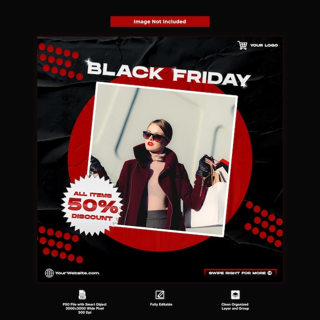 Plantilla de redes sociales de compras de black friday