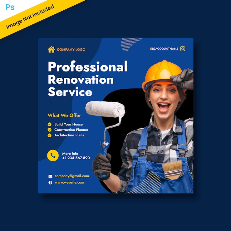 Plantilla de redes sociales de construcción