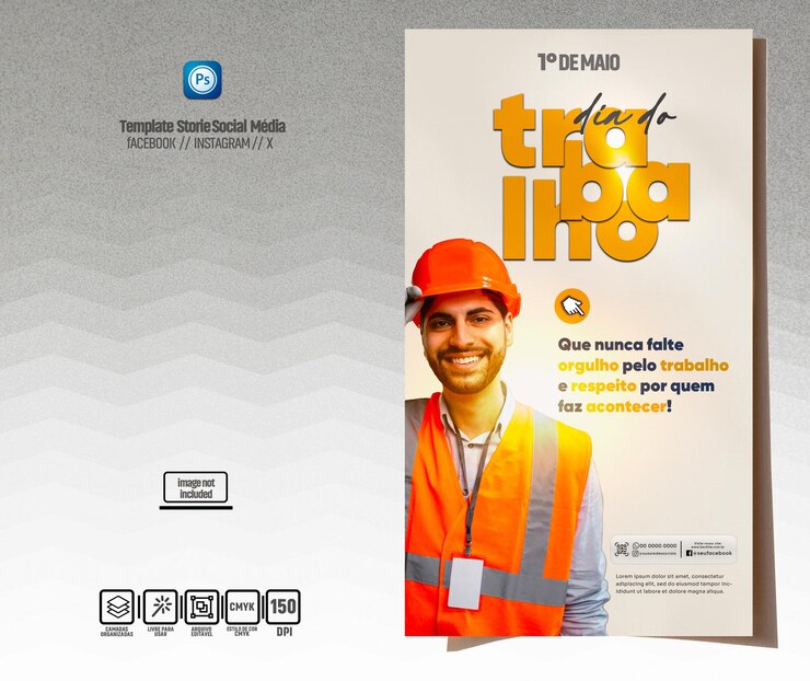 PSD plantilla de las redes sociales dia do trabalho