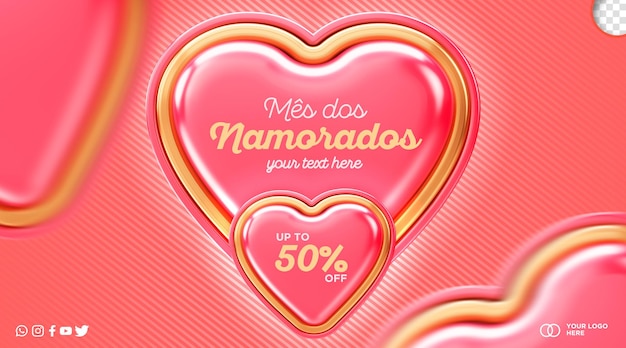 Plantilla de redes sociales dia dos namorado en brasil día de san valentín