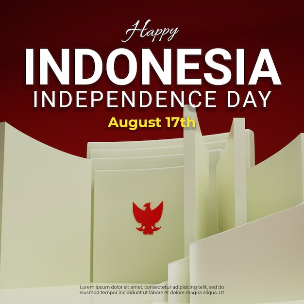 Plantilla de redes sociales del día de la independencia de Indonesia 3D