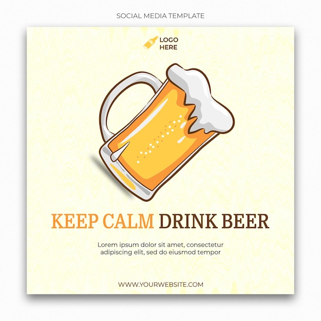 PSD plantilla de redes sociales del día internacional de la cerveza para el feed de publicaciones de instagram