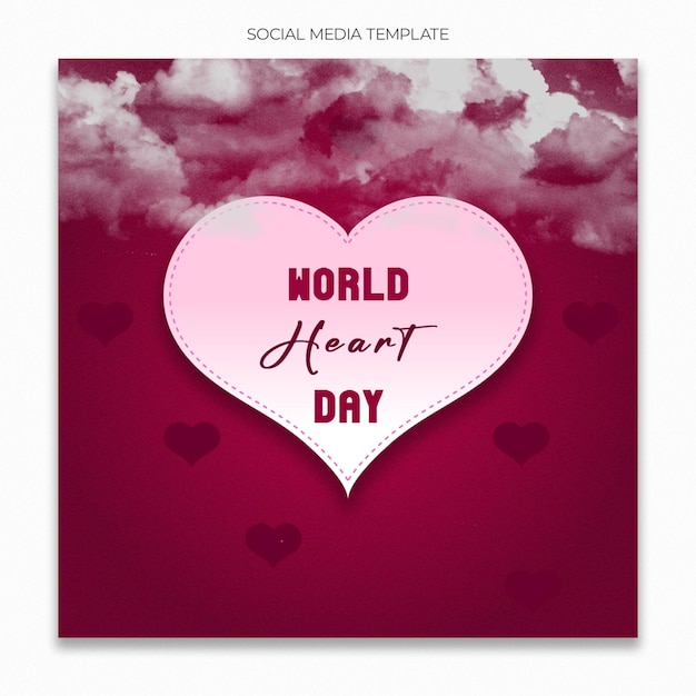 PSD plantilla de redes sociales del día mundial del corazón para el feed de publicaciones de instagram