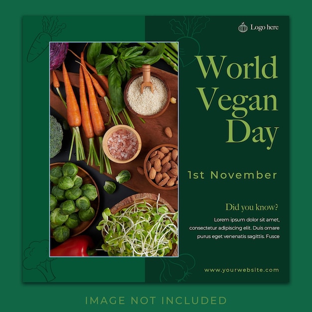 PSD plantilla de redes sociales para el día mundial de los veganos