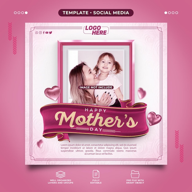PSD plantilla de redes sociales feliz día de la madre