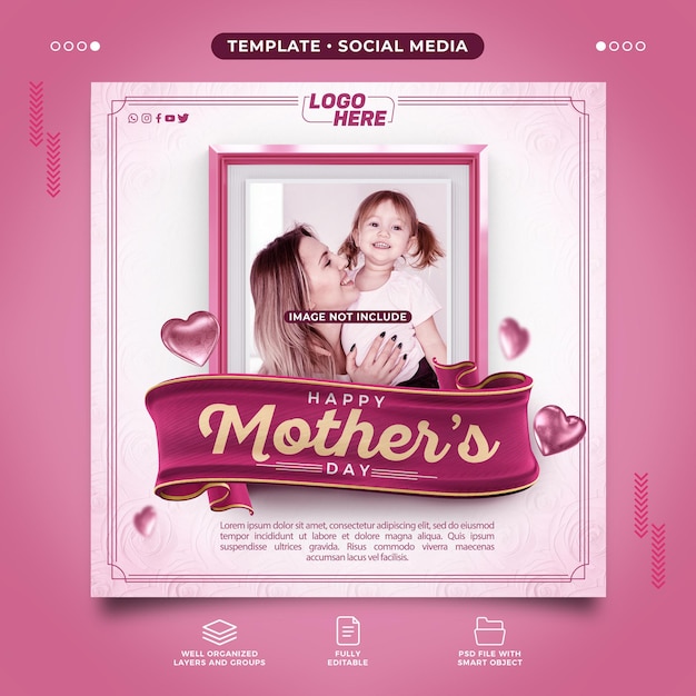 Plantilla de redes sociales Feliz día de la madre