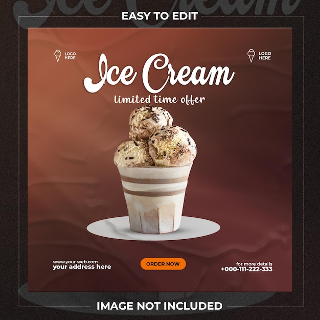 Plantilla de redes sociales de helados