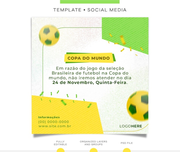 Plantilla Redes Sociales información copa mundial Brasil