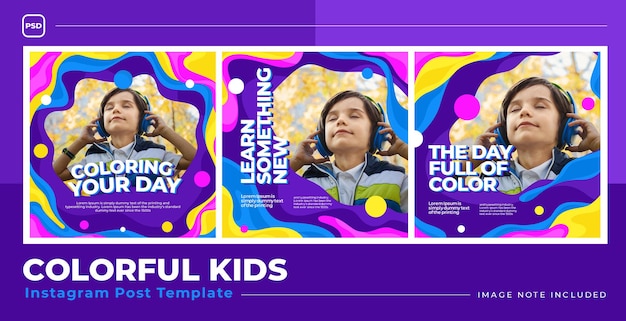 PSD plantilla de redes sociales liquid colorful kids