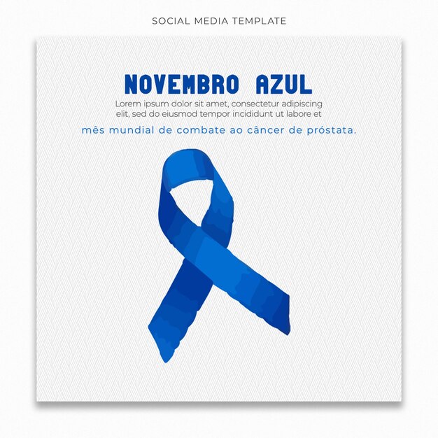 Plantilla de redes sociales de novembro azul para el feed de publicaciones de instagram