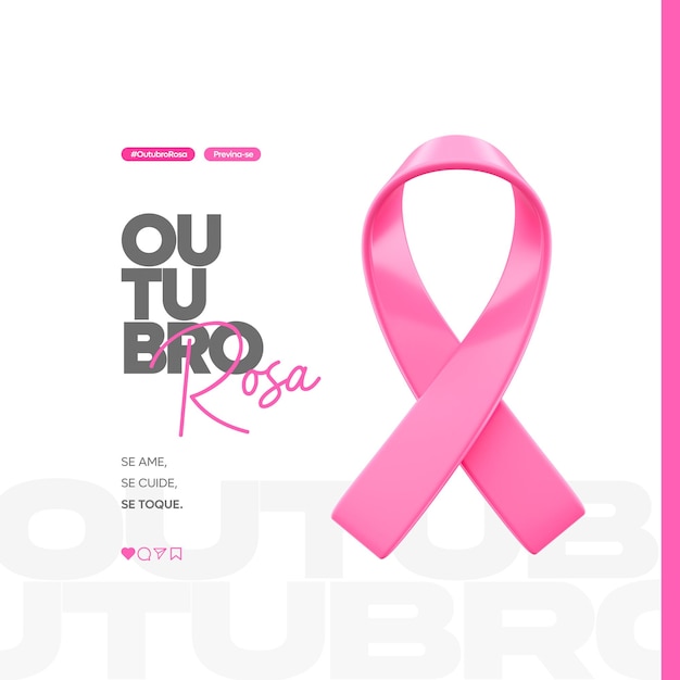 PSD plantilla de redes sociales outubro rosa en portugués para la celebración brasileña