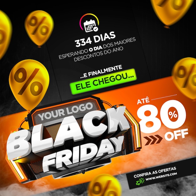 Plantilla de redes sociales en portugués promoción de productos de viernes negro ventas minoristas