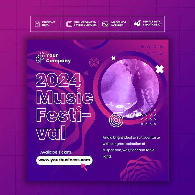 Plantilla de redes sociales para póster de festival de música