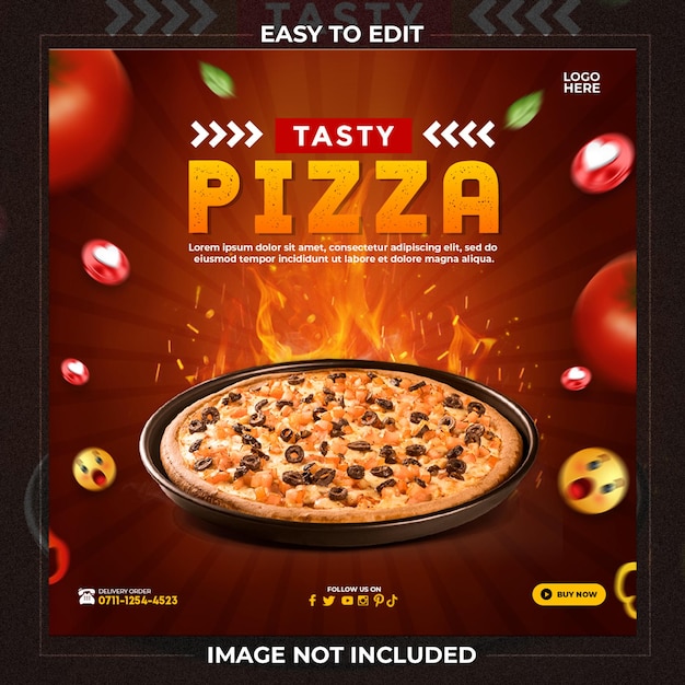 Plantilla de redes sociales de promoción de pizza sabrosa