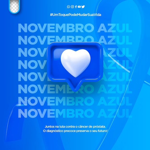 plantilla de redes sociales psd editable noviembre mes azul concientización sobre el cáncer de próstata