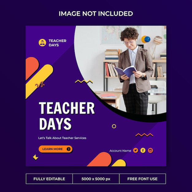 Plantilla de redes sociales de publicación de instagram del día del maestro