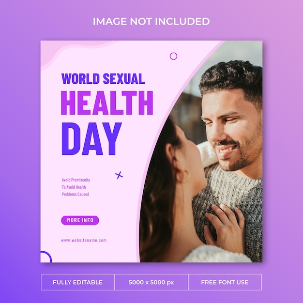 PSD plantilla de redes sociales de publicación de instagram del día mundial de la salud sexual