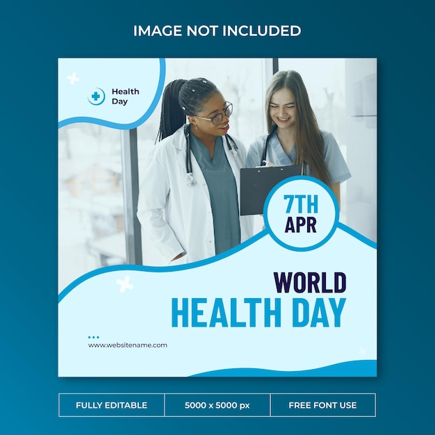 PSD plantilla de redes sociales de publicación de instagram del día mundial de la salud