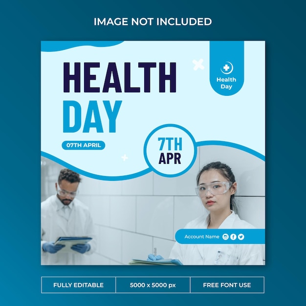 PSD plantilla de redes sociales de publicación de instagram del día mundial de la salud