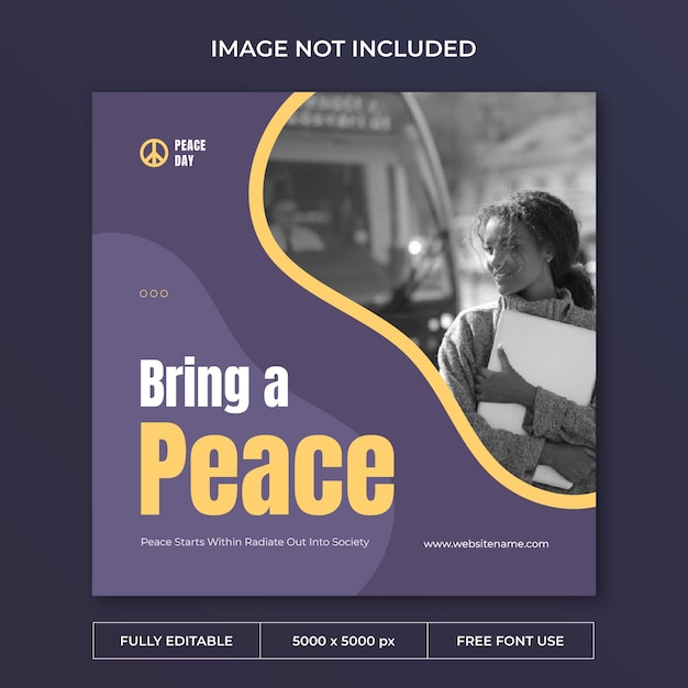Plantilla de redes sociales de publicación de instagram del día de la paz