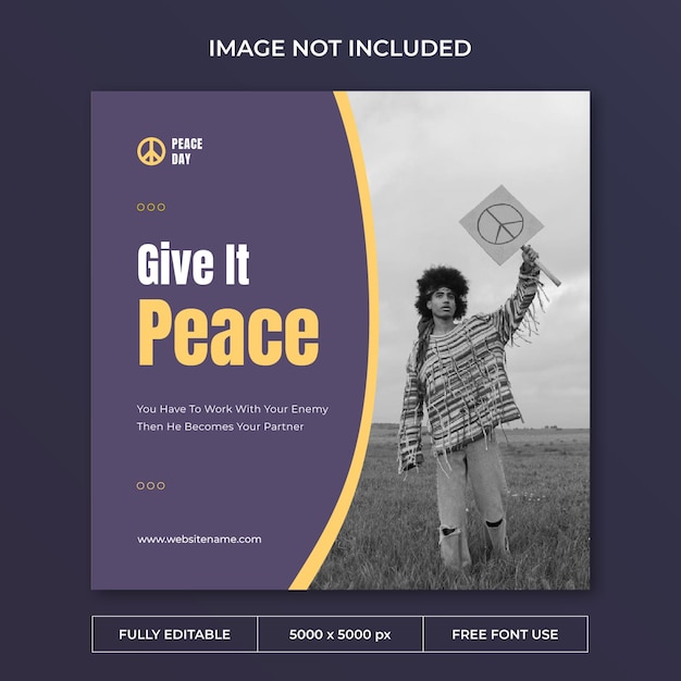 PSD plantilla de redes sociales de publicación de instagram del día de la paz