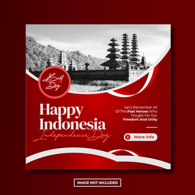 Plantilla de redes sociales de publicación de instagram de independencia de indonesia