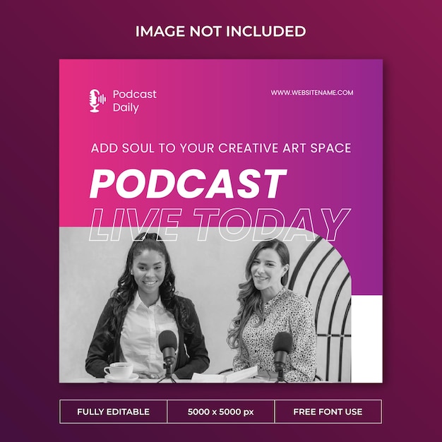 Plantilla de redes sociales de publicación de instagram de podcast diario