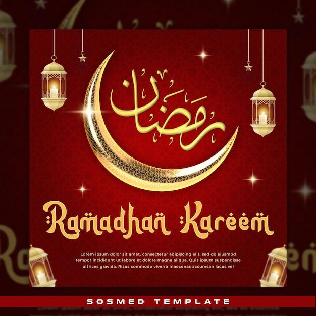 PSD plantilla de redes sociales ramadhan kareem con un fondo elegante