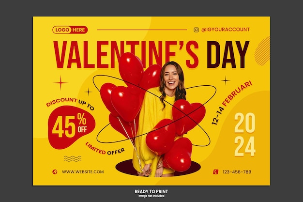 PSD plantilla de las redes sociales de san valentín